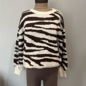 Wild Fable Brown and White Striped Sweater